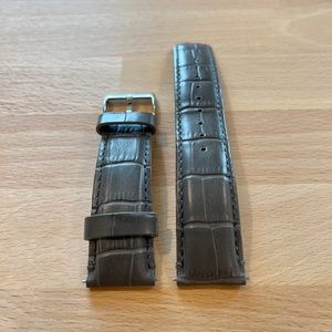 Alligator Grain Leather Watch Band 22mm Smoke Grey